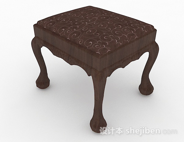 现代风格棕色木质沙发凳3d模型下载