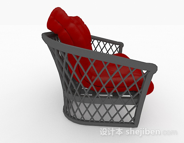 设计本红色休闲单人沙发3d模型下载