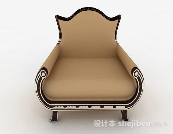 现代风格家居棕色单人沙发3d模型下载