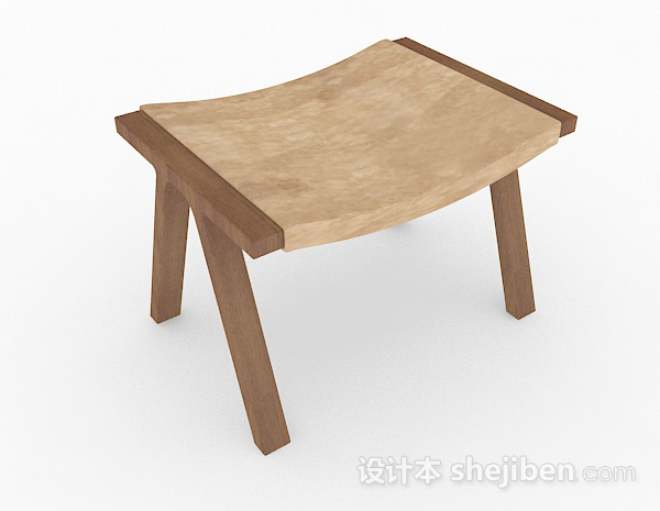 棕色木质休闲凳子3d模型下载