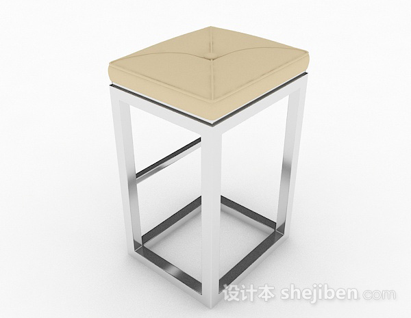 免费棕色方形休闲凳子3d模型下载