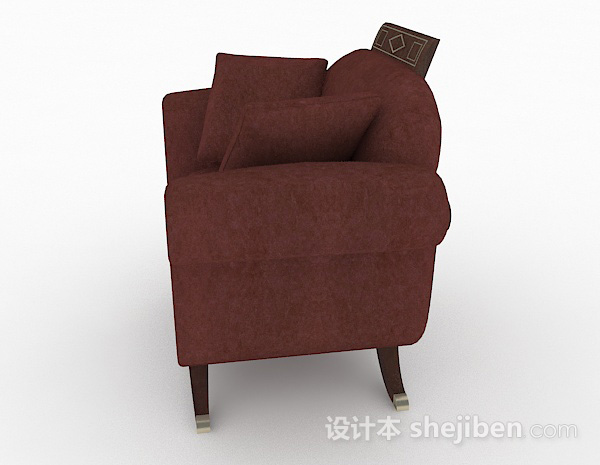 免费新中式红色单人沙发3d模型下载