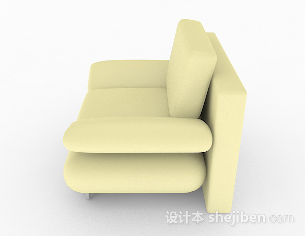 设计本鹅黄色简约家居单人沙发3d模型下载