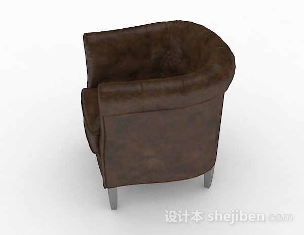 免费美式棕色家居单人沙发3d模型下载
