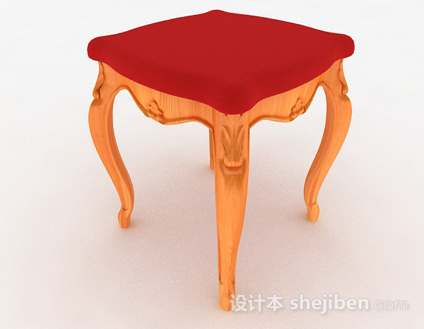免费红色休闲凳子3d模型下载