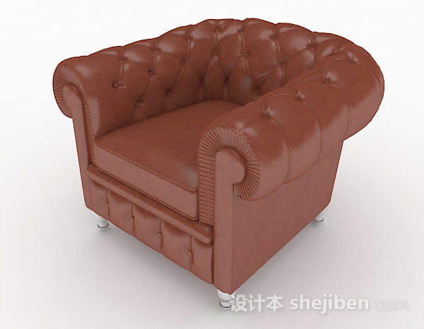 免费欧式棕色家居单人沙发3d模型下载