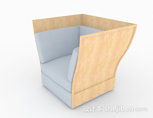 免费木质创意白色单人沙发3d模型下载