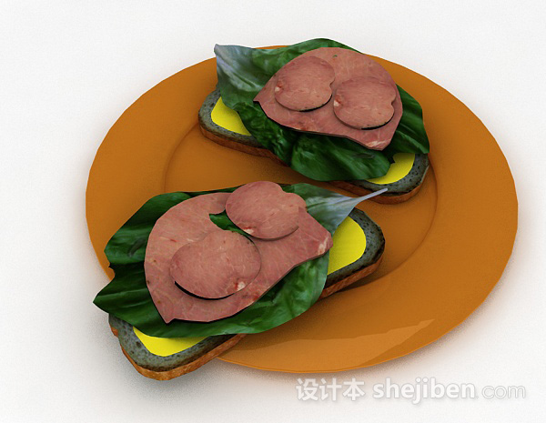现代风格早餐面包3d模型下载