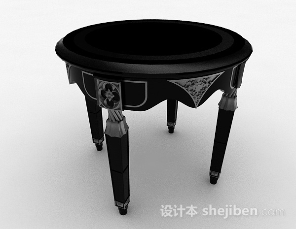 免费欧式黑色圆形凳子3d模型下载