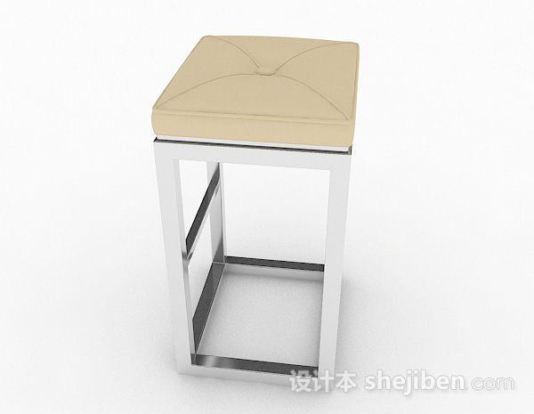 现代风格棕色方形休闲凳子3d模型下载