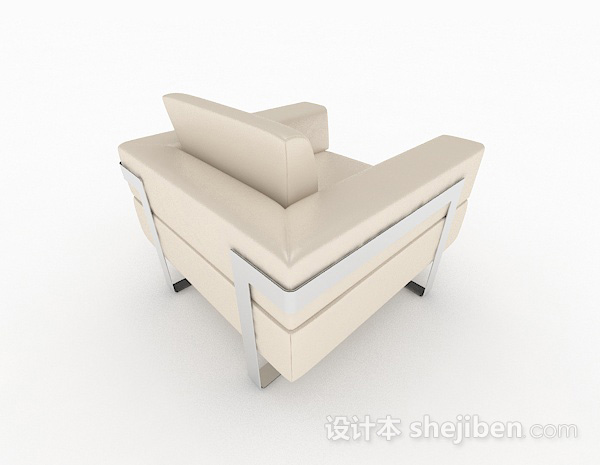 设计本简约白色单人沙发3d模型下载