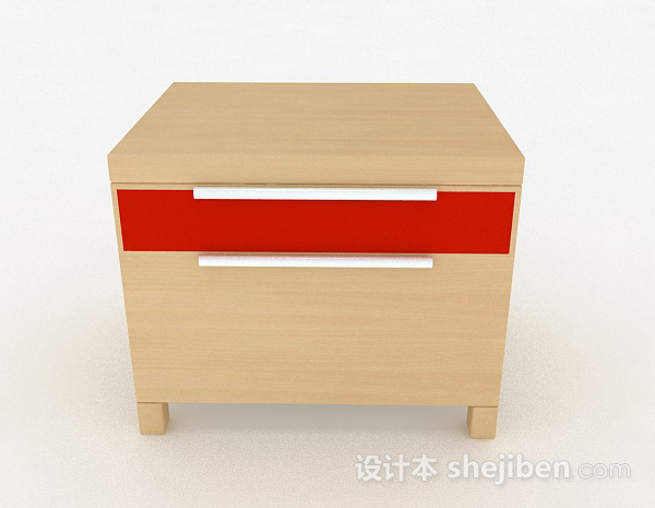 现代风格黄色木质床头柜3d模型下载