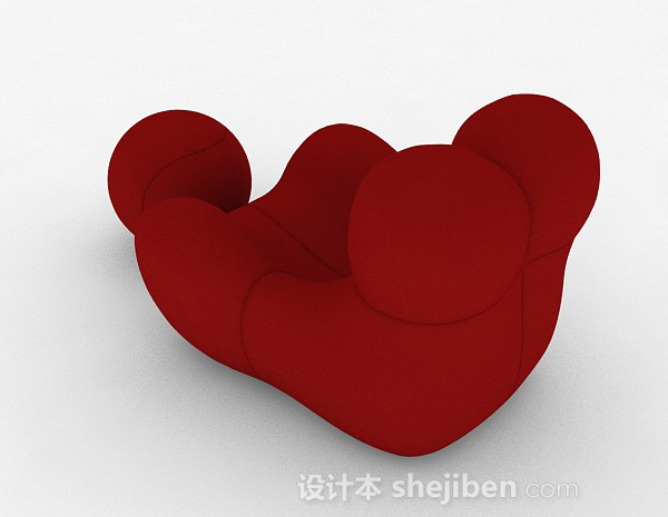设计本创意个性休闲红色单人沙发3d模型下载
