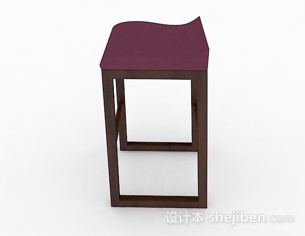 免费紫色木质简约休闲椅3d模型下载