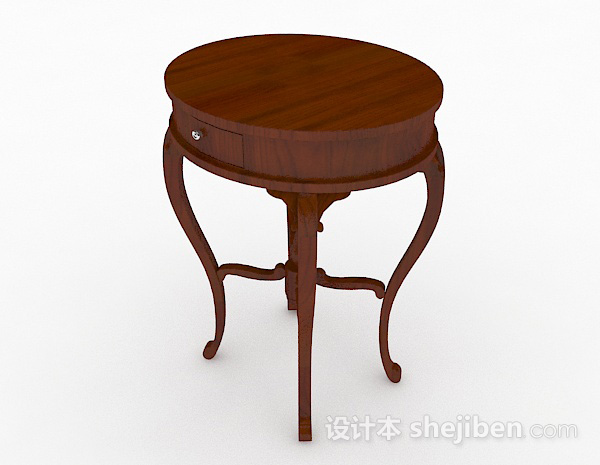 现代风格圆形棕色梳妆桌3d模型下载