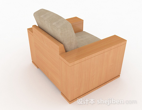设计本棕色木质简约单人沙发3d模型下载