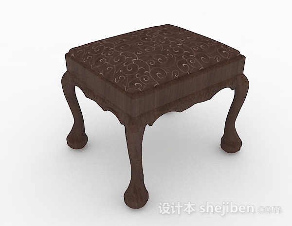 棕色木质沙发凳3d模型下载