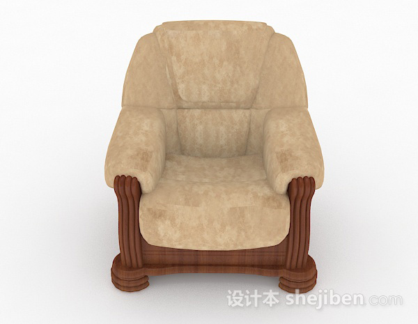 现代风格黄色木质单人沙发3d模型下载