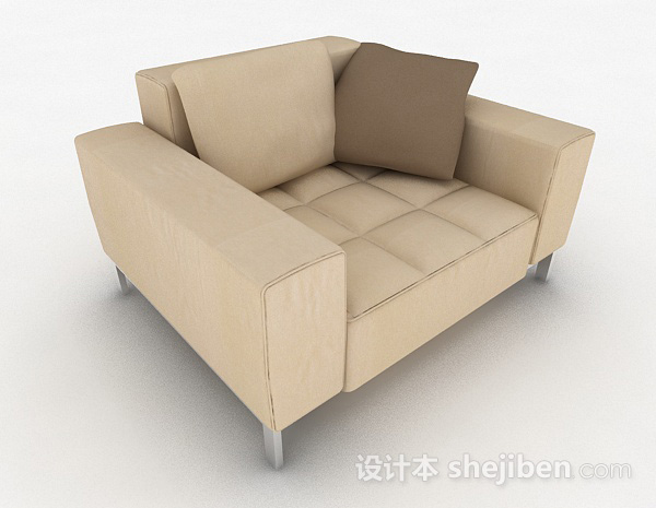 免费浅棕色简约家居单人沙发3d模型下载