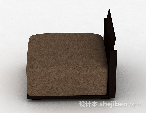 设计本棕色木质单人沙发3d模型下载