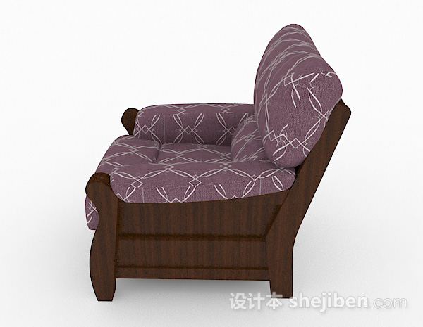 设计本紫色木质单人沙发3d模型下载