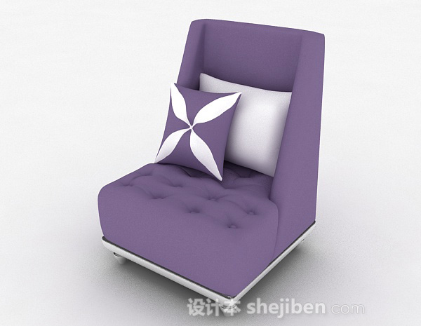 免费紫色单人沙发3d模型下载