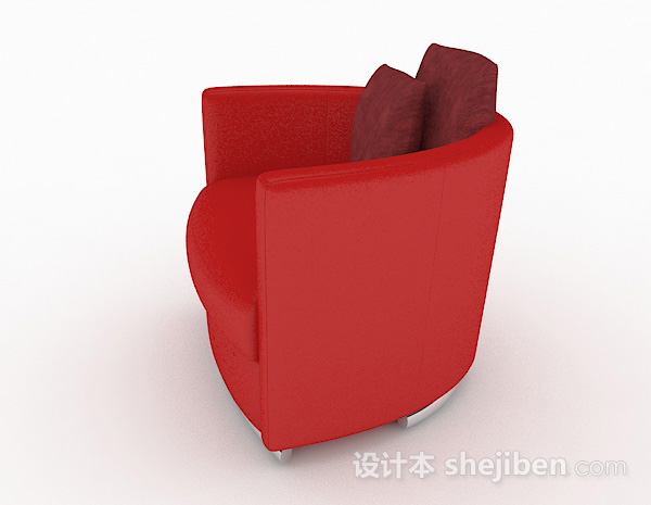 免费红色简约单人沙发3d模型下载