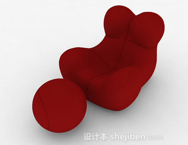 现代风格创意个性休闲红色单人沙发3d模型下载
