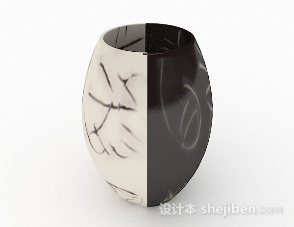 现代风格黑白双色花瓶3d模型下载