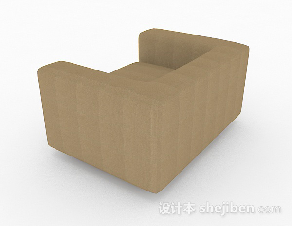 设计本棕色简约单人沙发3d模型下载