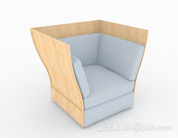 木质创意白色单人沙发3d模型下载