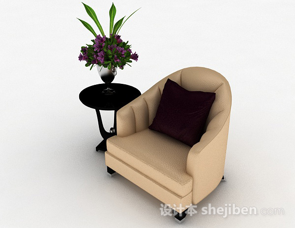 免费黄色家居单人沙发3d模型下载