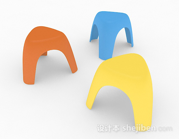 设计本彩色休闲凳子3d模型下载
