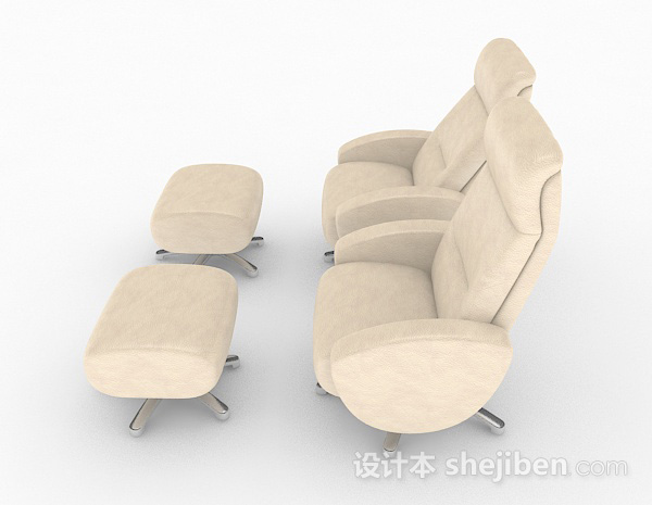 设计本浅棕色单人沙发组合3d模型下载