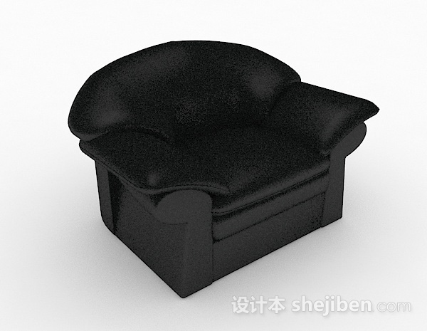 黑色简约商务单人沙发3d模型下载