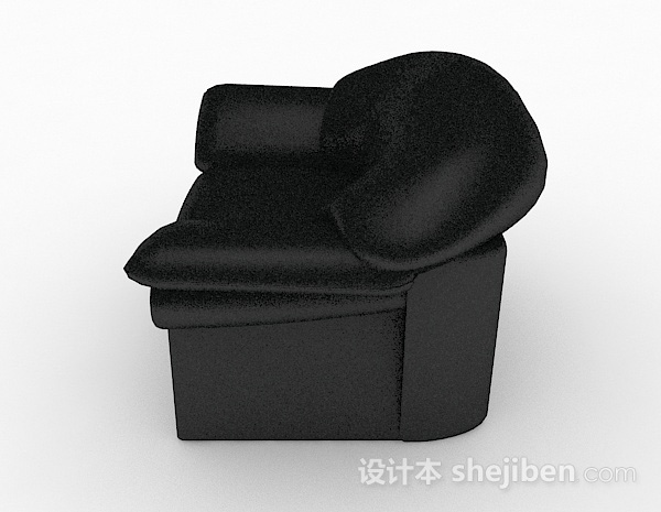 设计本黑色简约商务单人沙发3d模型下载