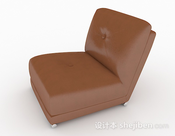 设计本棕色简约休闲单人沙发3d模型下载