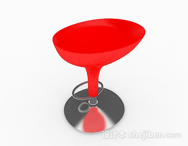 设计本现代红色吧台凳3d模型下载