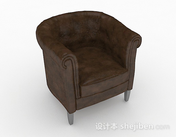 美式棕色家居单人沙发3d模型下载