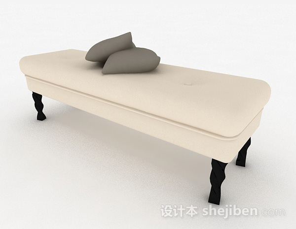 现代风格米白色木质脚凳沙发3d模型下载