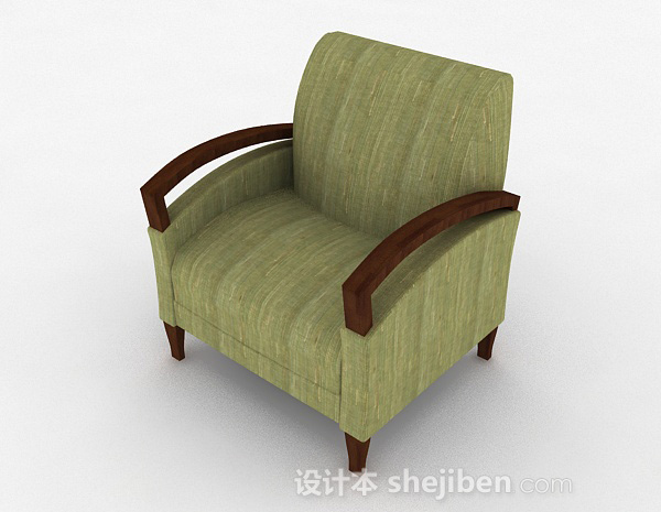 田园风格田园绿色家居单人沙发3d模型下载