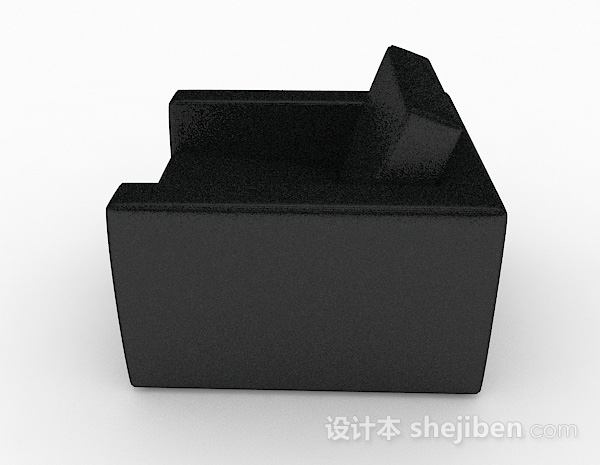 设计本黑色简约单人沙发3d模型下载