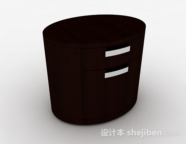 木质椭圆形床头柜3d模型下载
