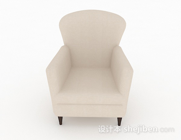 北欧风格北欧米白色简约单人沙发3d模型下载