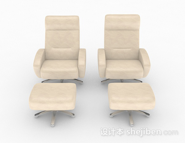 现代风格浅棕色单人沙发组合3d模型下载