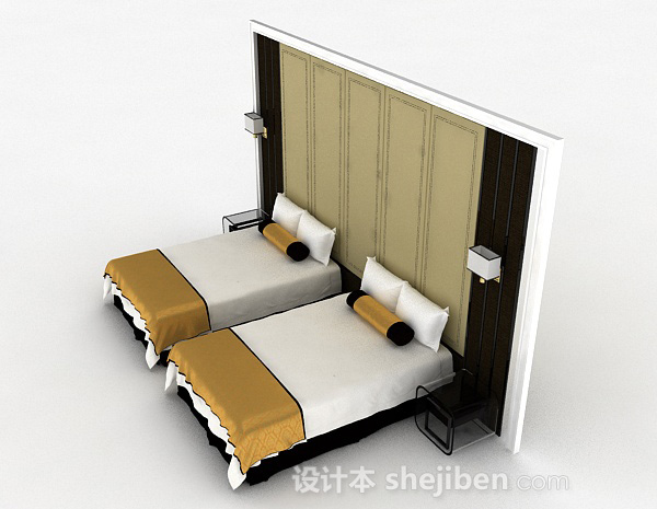 设计本单人床组合3d模型下载