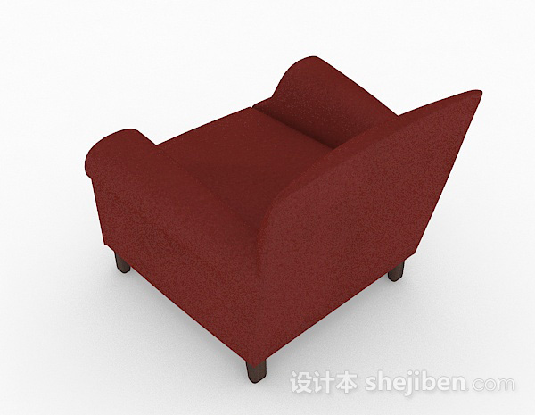 设计本美式简约红色单人沙发3d模型下载