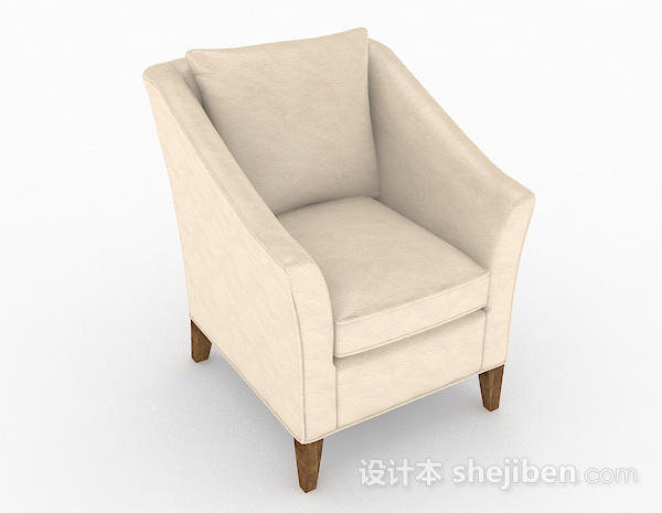 浅棕色简约家居单人沙发3d模型下载