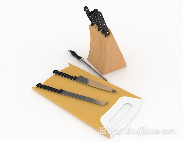 设计本厨房刀具砧板3d模型下载