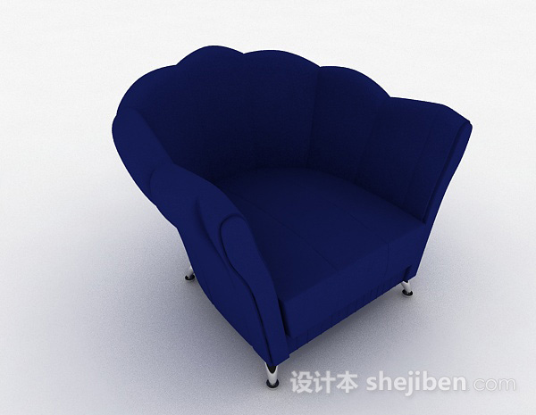 休闲蓝色单人沙发3d模型下载